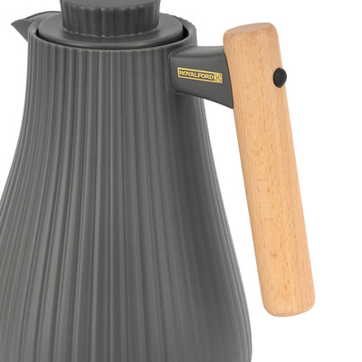 Royalford RF12972 1000ml Insula Vacuum Flask | Wooden Handle | Pink Glass Inner | 20 Hours Hot and  24 Hours Cold | BPA Free | Leak Resistant |  Durable PP Body