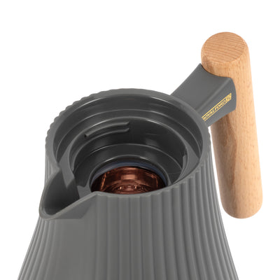 Royalford RF12972 1000ml Insula Vacuum Flask | Wooden Handle | Pink Glass Inner | 20 Hours Hot and  24 Hours Cold | BPA Free | Leak Resistant |  Durable PP Body
