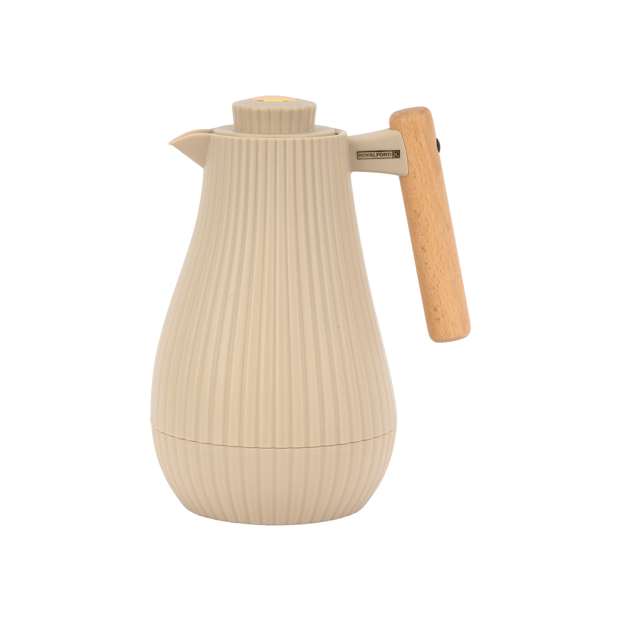 Royalford RF12973 1000ml Insula Vacuum Flask with Wooden Handle | Pink Glass Inner | 20 Hours Hot & 24 Hours Cold | BPA Free | Leak Resistant Design | Durable PP Body