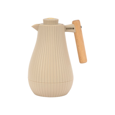 Royalford RF12973 1000ml Insula Vacuum Flask with Wooden Handle | Pink Glass Inner | 20 Hours Hot & 24 Hours Cold | BPA Free | Leak Resistant Design | Durable PP Body