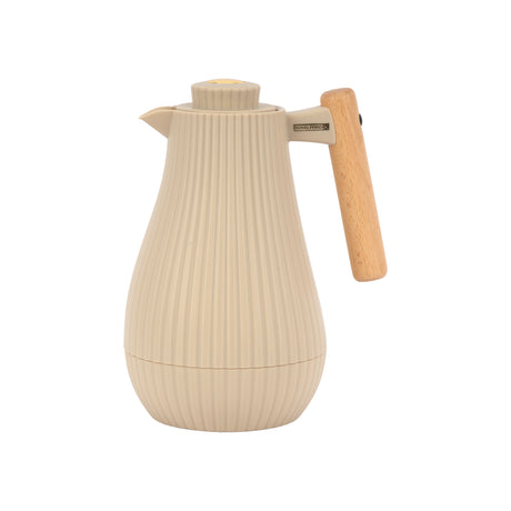Royalford RF12973 1000ml Insula Vacuum Flask with Wooden Handle | Pink Glass Inner | 20 Hours Hot & 24 Hours Cold | BPA Free | Leak Resistant Design | Durable PP Body