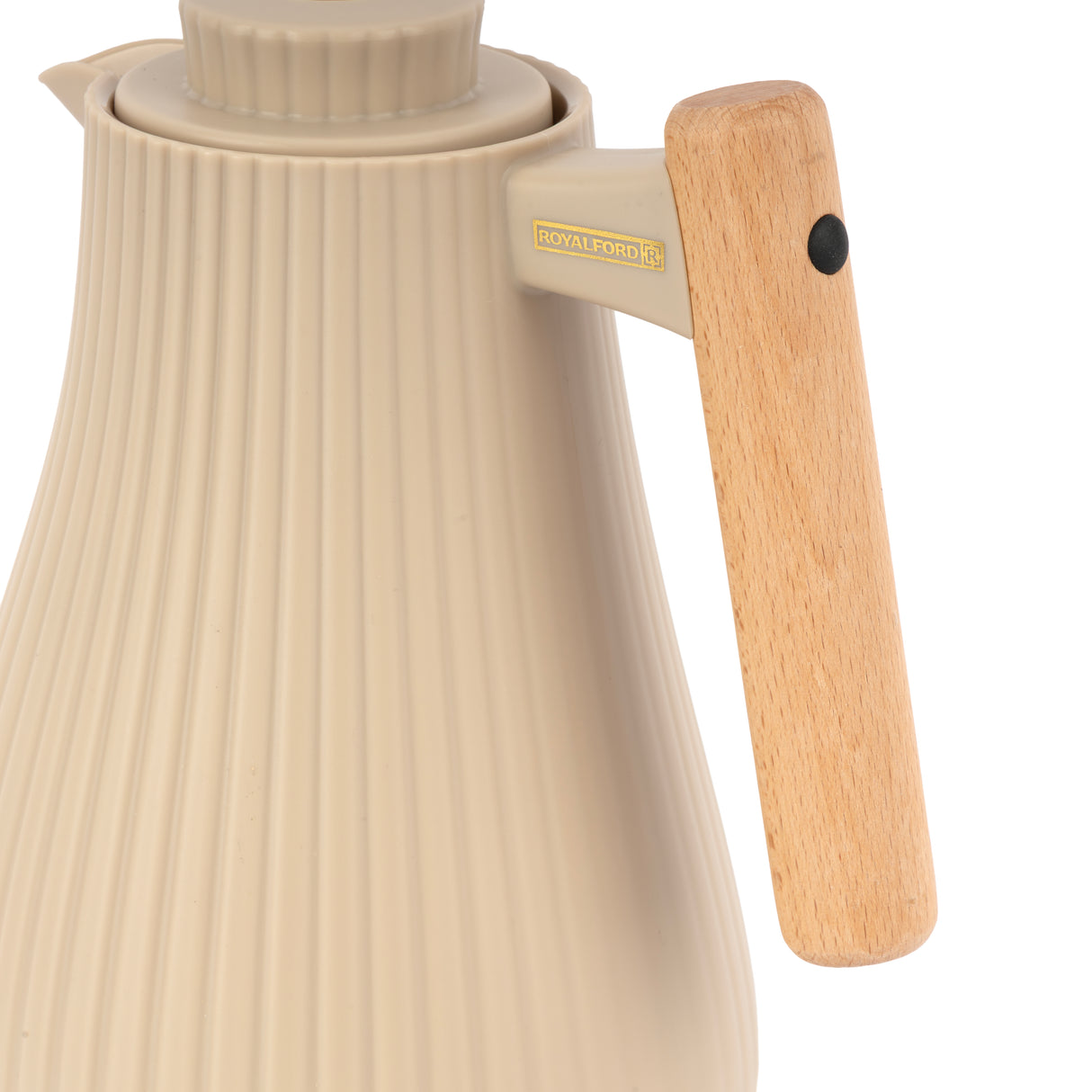 Royalford RF12973 1000ml Insula Vacuum Flask with Wooden Handle | Pink Glass Inner | 20 Hours Hot & 24 Hours Cold | BPA Free | Leak Resistant Design | Durable PP Body