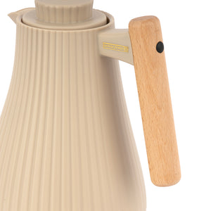Royalford RF12973 1000ml Insula Vacuum Flask with Wooden Handle | Pink Glass Inner | 20 Hours Hot & 24 Hours Cold | BPA Free | Leak Resistant Design | Durable PP Body