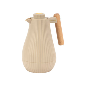 Royalford RF12973 1000ml Insula Vacuum Flask with Wooden Handle | Pink Glass Inner | 20 Hours Hot & 24 Hours Cold | BPA Free | Leak Resistant Design | Durable PP Body