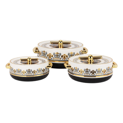 Royalford Heritage RF12990 Insulated Hot Pot 3-Piece Set |Stainless Steel Inner| PU Insulation |Keeps Food Hot & Fresh for Longer |Ideal for daily meals & dinner parties