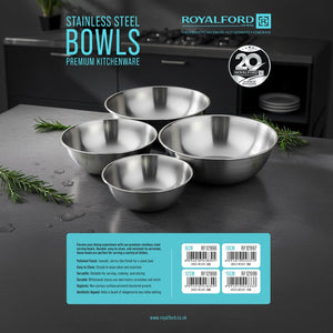Royalford RF12998 Stainless Steel Bowl | 12cm Durable Rust Resistant Mixing Serving Bowl | Mirror Finish Kitchen Prep Storage Bowl | Hygienic Easy Clean Kitchenware