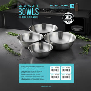 Royalford RF12999 15cm Stainless Steel Bowl with Premium Mirror Finish | Durable Serving and Mixing Bowl | Corrosion Resistant Kitchen Bowl for Food Prep and Storage