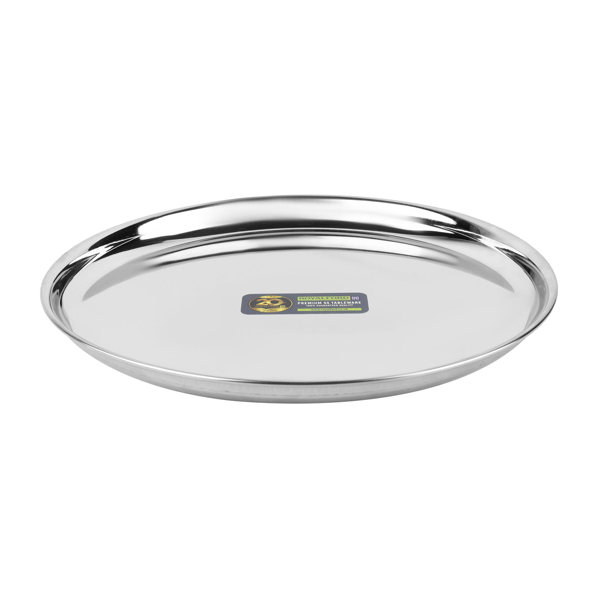 RoyalFord RF13001 28cm Stainless Steel Plate | Durable Rust Resistant Dinner Serving Plate | Perfect for  Kitchen &  Restaurant Dining Use | Reusable Round Food Plate