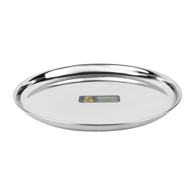 RoyalFord RF13001 28cm Stainless Steel Plate | Durable Rust Resistant Dinner Serving Plate | Perfect for  Kitchen &  Restaurant Dining Use | Reusable Round Food Plate