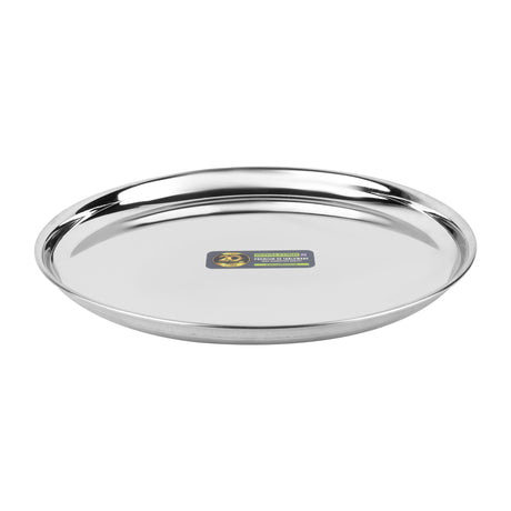 RoyalFord RF13001 28cm Stainless Steel Plate | Durable Rust Resistant Dinner Serving Plate | Perfect for  Kitchen &  Restaurant Dining Use | Reusable Round Food Plate