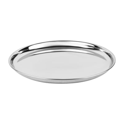 RoyalFord RF13001 28cm Stainless Steel Plate | Durable Rust Resistant Dinner Serving Plate | Perfect for  Kitchen &  Restaurant Dining Use | Reusable Round Food Plate