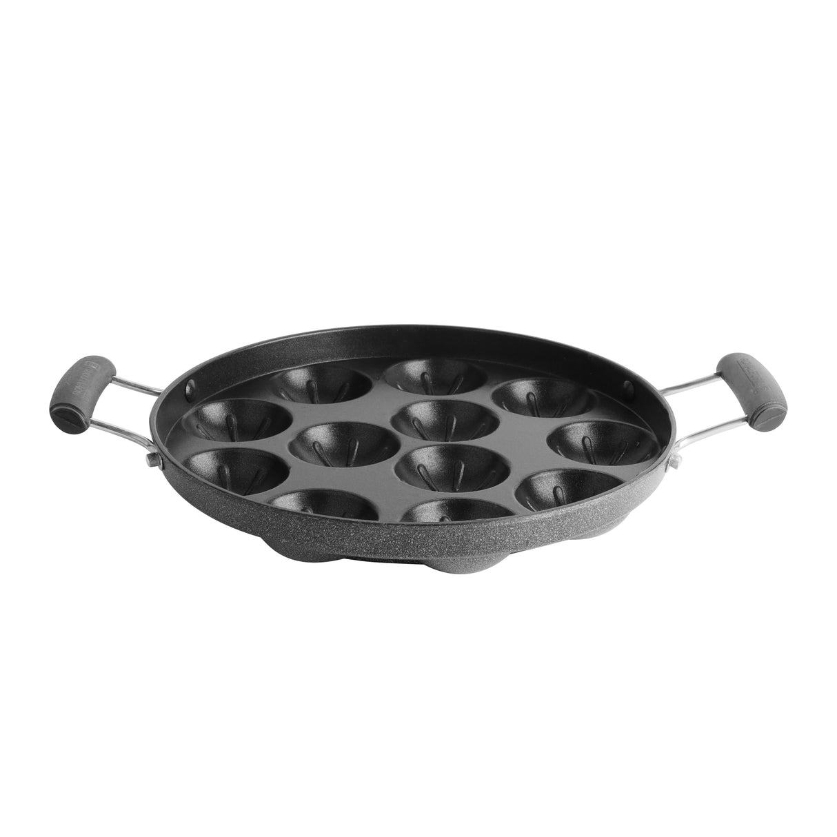 Royalford RF13004 Non-Stick Paniyarkkal Pan | 12 Pits 23cm | Premium Aluminium Appam & Paniyaram Maker | Durable Coating| Heat Resistant Handles| Gas & Ceramic Compatible