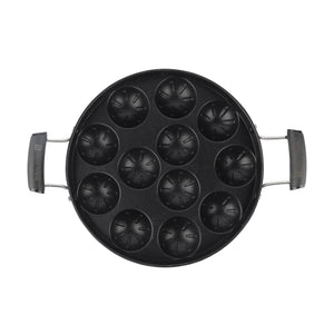 Royalford RF13004 Non-Stick Paniyarkkal Pan | 12 Pits 23cm | Premium Aluminium Appam & Paniyaram Maker | Durable Coating| Heat Resistant Handles| Gas & Ceramic Compatible
