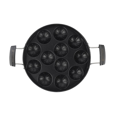 Royalford RF13004 Non-Stick Paniyarkkal Pan | 12 Pits 23cm | Premium Aluminium Appam & Paniyaram Maker | Durable Coating| Heat Resistant Handles| Gas & Ceramic Compatible
