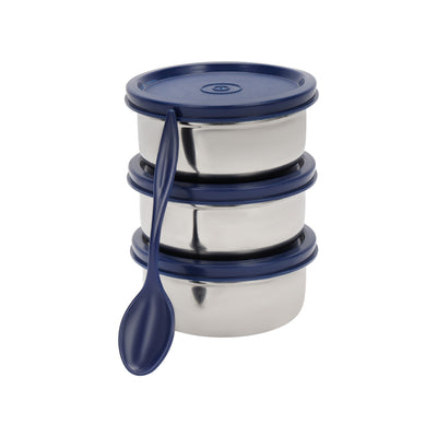 Royalford RF13042 3Pc Stainless Steel Lunch Box with Insulated Carry Bag | BPA Free | Leakproof Food Containers Tiffin Set | Perfect for Office, School & Travel
