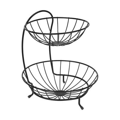 Royalford RF13044 2-Tier Stainless Steel Fruits Basket |  Rust-Resistant Finish |  Durable Kitchen Countertop Organizer | Perfect for Fruits, Vegetables & Snacks