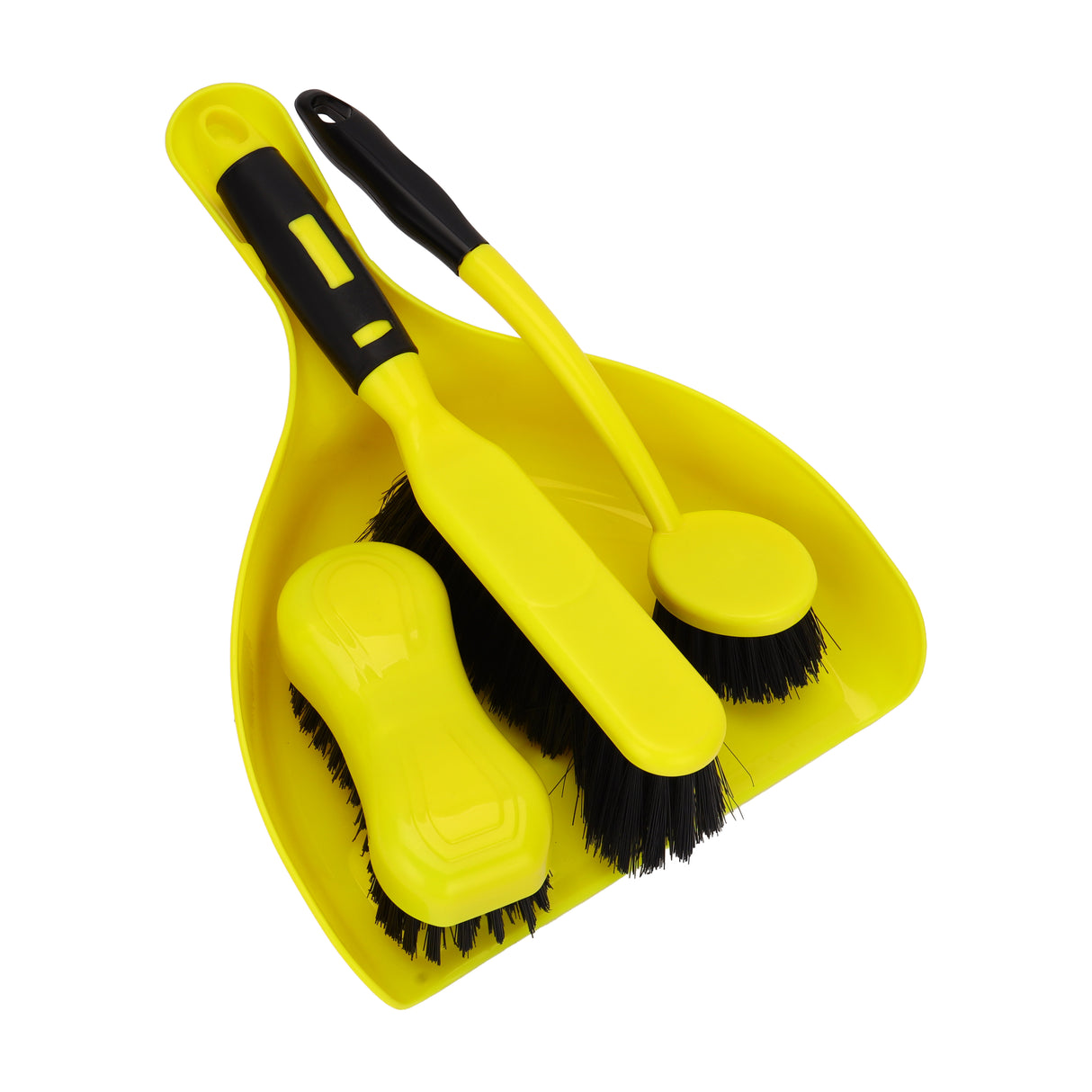 Royalford RF13045 4 Piece Dust Pan and Cleaning Brush Set |Floor Brush, Sink Brush and Hard Floor Scrub Brush | Durable Multi Purpose Cleaning Tools |Compact & Convenient