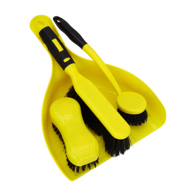 Royalford RF13045 4 Piece Dust Pan and Cleaning Brush Set |Floor Brush, Sink Brush and Hard Floor Scrub Brush | Durable Multi Purpose Cleaning Tools |Compact & Convenient