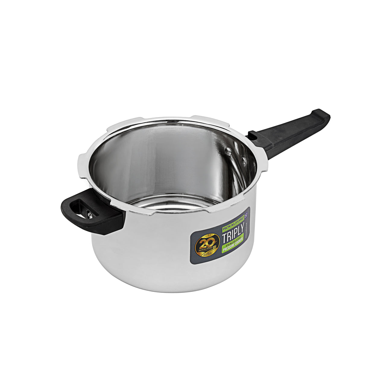 RoyalFord RF13047 Triply Stainless Steel Pressure Cooker 5L | Triply Base | Induction Compatible Stainless Steel Cooker | 3X Faster Heating | Energy Efficient | Durable