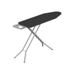 Royalford Mesh Top Ironing Board- RF13339/ 144x38 cm, Safety Lock Mechanism, Adjustable Height up to 91 cm/ 100% Cotton Cover with 10 mm Thick Foam Padding/Powder-Coated Metal Legs with Non-Slip Feet/ Heavy-Duty Folding Design/ Black