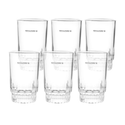 Royalford RF1385-GT6 6PCS Glass Tumbler Set |Clear Drinking Glasses | Durable Water Juice Beverage Cups | Elegant Transparent Drinkware Set for Kitchen & Dining Table Use