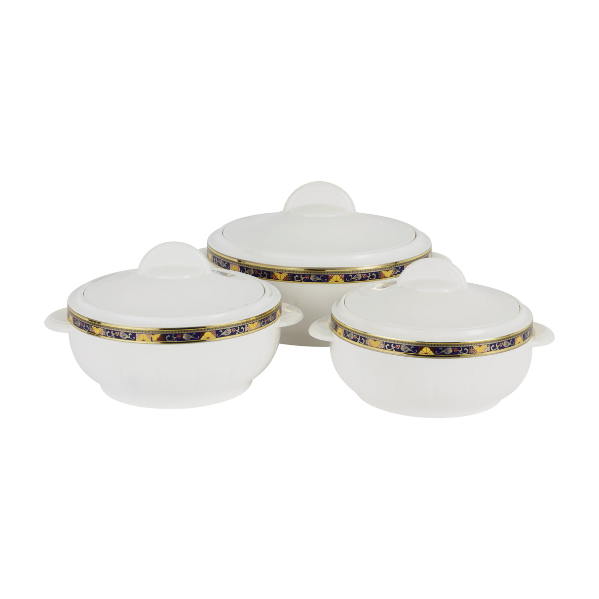 Royalford RF1643 Classic Deluxe Casserole Set | Highly Insulated Stainless Steel Hot Pot with Lid | 3-Piece Set 1200ml + 1600ml + 2500ml for Long-Lasting Heat Retention