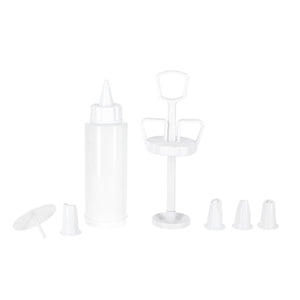 Royalford RF1662-IS5 icing syringe set with 5 nozzles | flower nail, made from durable PP material and ideal for cake decorating| icing designs, and baking use|