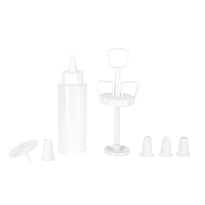 Royalford RF1662-IS5 icing syringe set with 5 nozzles | flower nail, made from durable PP material and ideal for cake decorating| icing designs, and baking use|