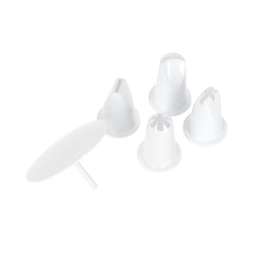 Royalford RF1662-IS5 icing syringe set with 5 nozzles | flower nail, made from durable PP material and ideal for cake decorating| icing designs, and baking use|