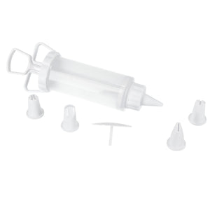 Royalford RF1662-IS5 icing syringe set with 5 nozzles | flower nail, made from durable PP material and ideal for cake decorating| icing designs, and baking use|