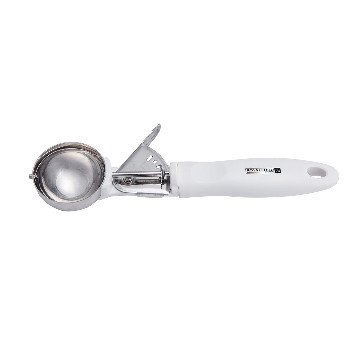 Royalford RF1670-ICS Stainless Steel Ice Cream Scoop | Ergonomic ABS Handle | Heavy Duty Ice Cream Scooper | Spring Action Release for Perfect Dessert Portions