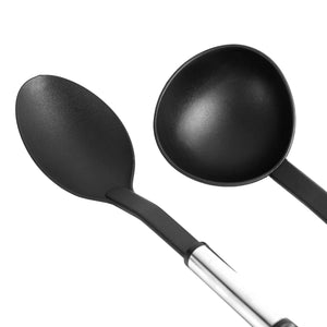 Royalford RF1796-NKT 5PCS Nylon Kitchen Tools Set | Stainless Steel Handles | Heat Resistant | Non-Stick Cooking Utensils Set | Slotted Turner, Ladle , Spoon & Skimmer