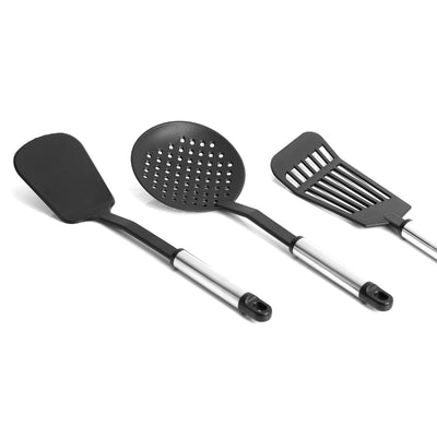Royalford RF1796-NKT 5PCS Nylon Kitchen Tools Set | Stainless Steel Handles | Heat Resistant | Non-Stick Cooking Utensils Set | Slotted Turner, Ladle , Spoon & Skimmer