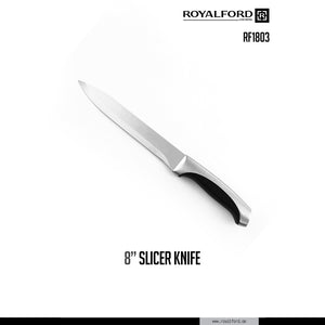 Royalford RF1803-SK 8 Inch Slicer Knife | Stainless Steel Precision Kitchen Cutting Knife| Ergonomic Non-Slip Handle | Sharp Blade for Meat, Fish, Fruits & Vegetables