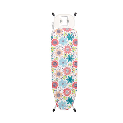 Royalford RF1967IB Ironing Board with Socket | Foldable Iron Board with 100% Cotton Cover| 10mm Foam Padding | Sturdy Metal Frame & Cord Antenna | Elegant Floral Design