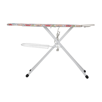Royalford RF1967IB Ironing Board with Socket | Foldable Iron Board with 100% Cotton Cover| 10mm Foam Padding | Sturdy Metal Frame & Cord Antenna | Elegant Floral Design