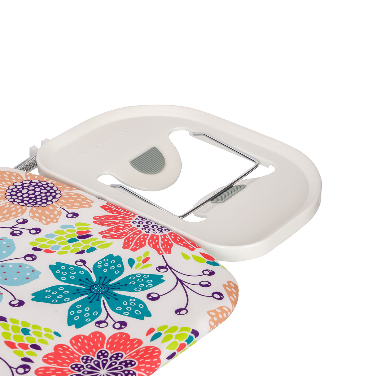 Royalford RF1967IB Ironing Board with Socket | Foldable Iron Board with 100% Cotton Cover| 10mm Foam Padding | Sturdy Metal Frame & Cord Antenna | Elegant Floral Design