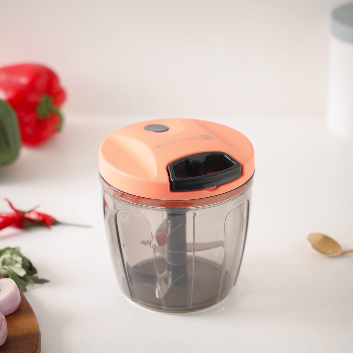 Royalford RF11036 Pull Chopper 2 in 1 1000ml | BPA Free | Stainless Steel Blades & Whisk Attachment | Vegetable Cutter, Onion Chopper, Mixer & Kitchen Tool |Easy to clean