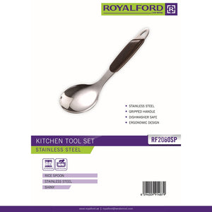 Royalford RF2060 Stainless Steel Rice Spoon| ergonomic grip handle & durable rust-resistant build| dishwasher safe, ideal for serving rice, grains, and everyday use|