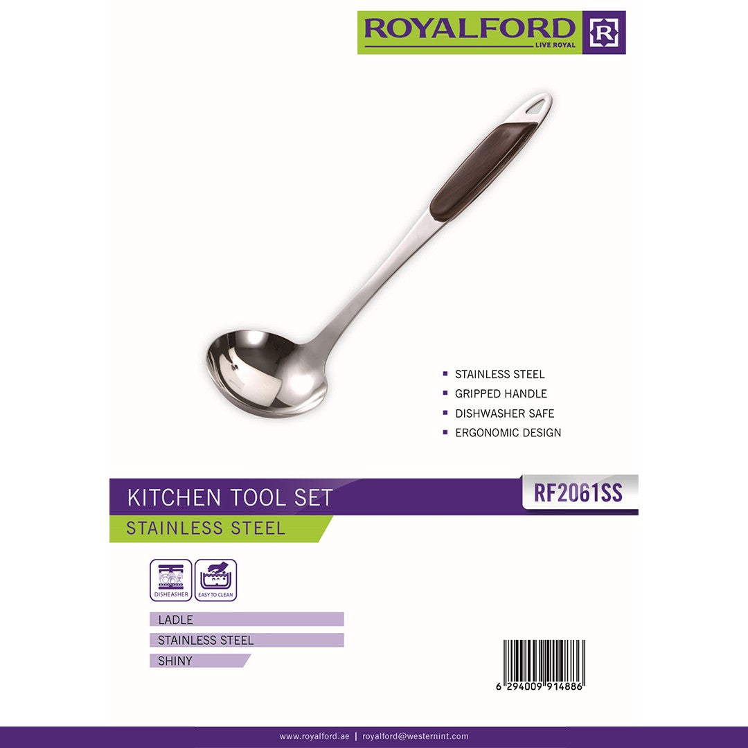 Royalford RF2061SS Stainless Steel Ladle | Ergonomic Grip Handle | Durable Soup Serving Spoon | Dishwasher Safe Kitchen Ladle for Soup, Sauce, Curry, Gravy and Stews