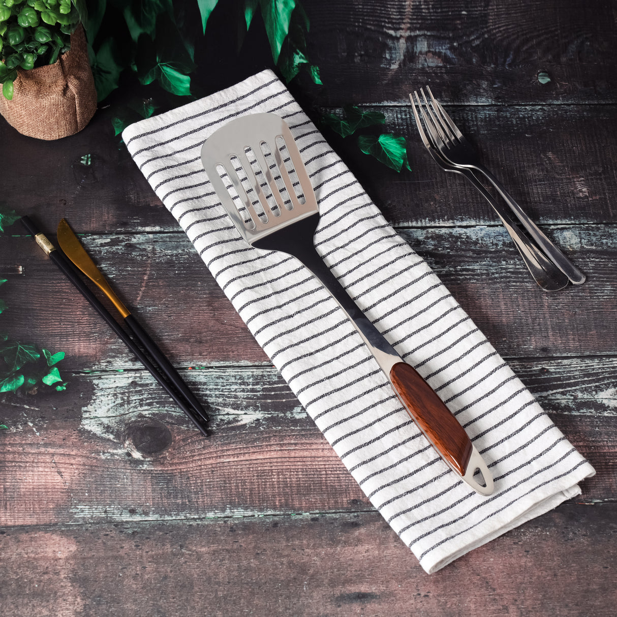 Royalford RF2064ST Stainless Steel Slotted Turner| Ergonomic Handle, Dishwasher Safe & Durable Kitchen Spatula Tool| Shiny Finish Oil Drain Slots for Cooking Serving Use|