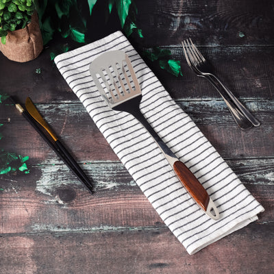 Royalford RF2064ST Stainless Steel Slotted Turner| Ergonomic Handle, Dishwasher Safe & Durable Kitchen Spatula Tool| Shiny Finish Oil Drain Slots for Cooking Serving Use|