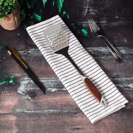 Royalford RF2064ST Stainless Steel Slotted Turner| Ergonomic Handle, Dishwasher Safe & Durable Kitchen Spatula Tool| Shiny Finish Oil Drain Slots for Cooking Serving Use|