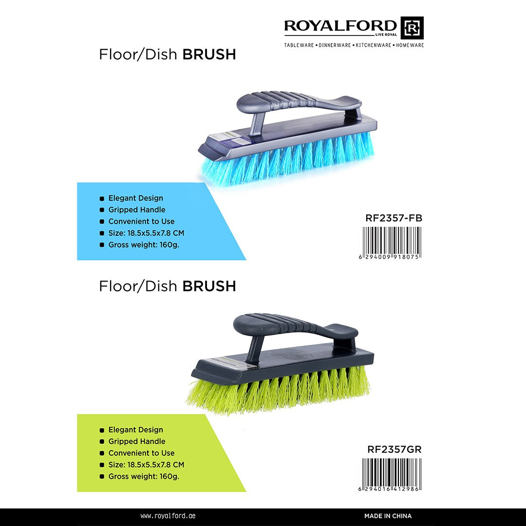 Royalford RF2357 Floor/Dish Brush | multipurpose design, durable bristles & ergonomic grip handle| compact build, for cleaning floors, tiles, dishes & surfaces|