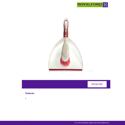 Royalford RF2367-DPW/B Dustpan and Brush Set | Durable Hand Brush | Compact Household Cleaning Tool for Floor Kitchen Table Office, Quick Dust & Debris Cleaning Set