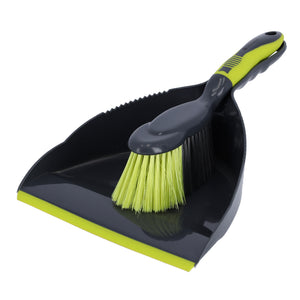 Royalford RF2367GR Dustpan and Brush Set | Ergonomic Grip Handle | Durable Hand Brush & Dust Pan Cleaning Tool | Ideal For: Floor, Kitchen, Table, Office &Countertops