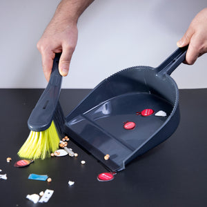 Royalford RF2368GR dustpan and brush set| elegant design with durable build and ergonomic grip| ideal for cleaning dust and debris in home, kitchen and office|