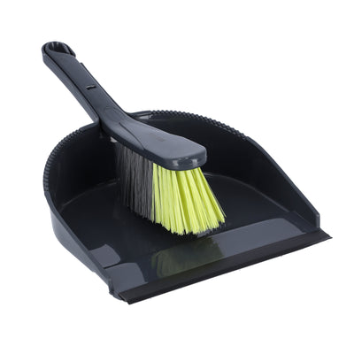 Royalford RF2368GR dustpan and brush set| elegant design with durable build and ergonomic grip| ideal for cleaning dust and debris in home, kitchen and office|