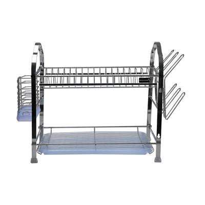 Royalford RF2563 wall hanging dish rack | crafted from durable iron, featuring a two-tier design, removable draining trays, utensil holder, and space for plates glasses