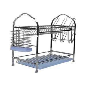Royalford RF2563 wall hanging dish rack | crafted from durable iron, featuring a two-tier design, removable draining trays, utensil holder, and space for plates glasses
